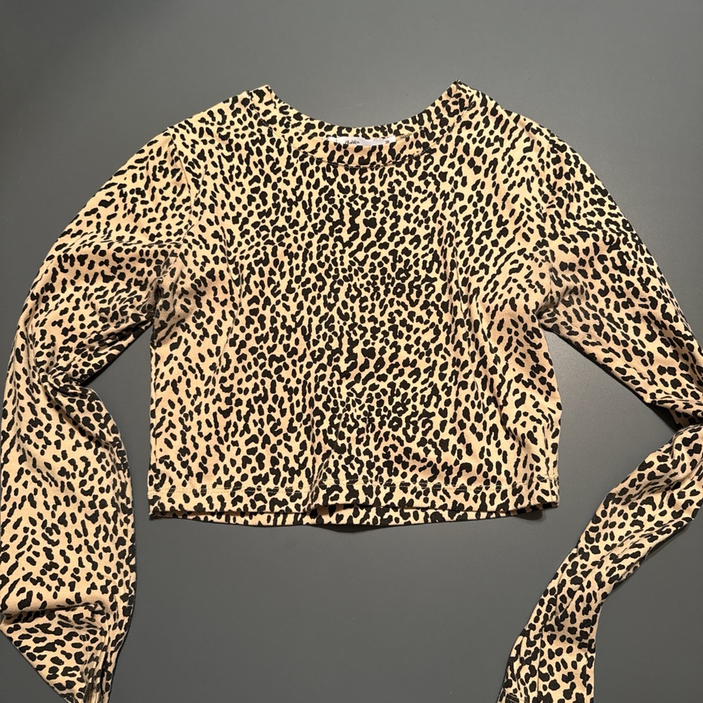 Adika Tan Cream Long Sleeve Crop Blouse